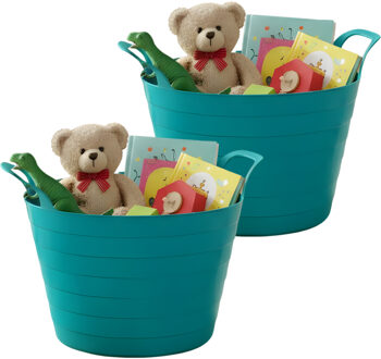 Storage Solutions Speelgoedmand - 2x - petrol blauw - 30 liter - kunststof - 54 x 37 cm - met handvatten