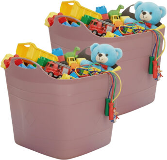 Storage Solutions speelgoedmand - 2x - roze - 25 l - kunststof - 40 x 25 cm - opbergmand