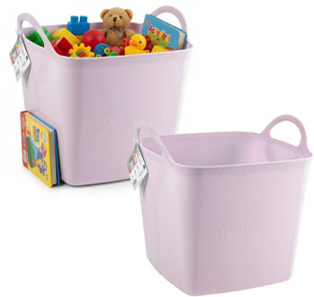 Storage Solutions speelgoedmand - 2x - roze - 27 l - kunststof - 42 x 35 cm - opbergmand
