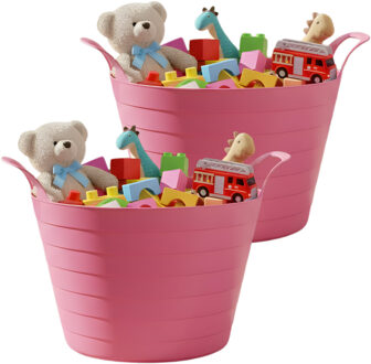 Storage Solutions Speelgoedmand - 2x - roze - 30 liter - kunststof - 54 x 37 cm - met handvatten