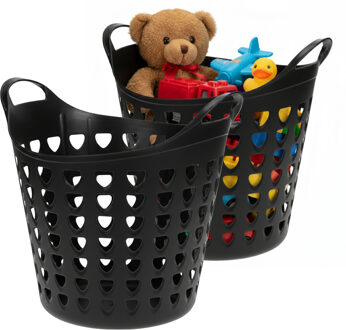 Storage Solutions Speelgoedmand - 2x - zwart - 26 liter - kunststof - 40 x 41 cm