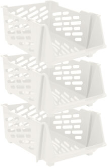 Storage Solutions Stapelbare opbergmand - 3x - Wit - 29 liter - kunststof - 44 x 34 x 20 cm