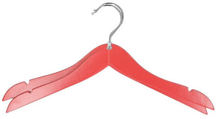 Storage Solutions Stevige kledinghangers voor kinderen 2x stuks hout - Klerenhangers rood