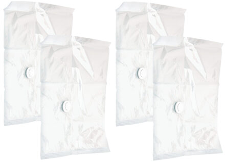 Storage Solutions Vacuumzak voor kleding/textiel - 4x - Vacuum opbergzak - transparant - 50 x 60 cm