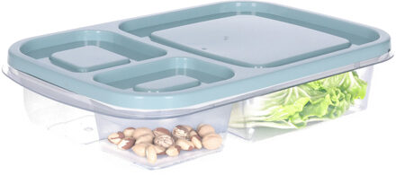 Storage Solutions Vershoudbakje/lunchbox - luchtdicht - 3 vakjes - lichtgroen - kunststof - broodtrommel - 24 x 15 x 5