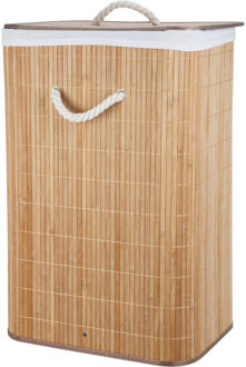 Storage Solutions Wasmand - bamboe hout - met deksel - naturel - 40 x 30 x 60 cm - 70 liter - Wasmanden