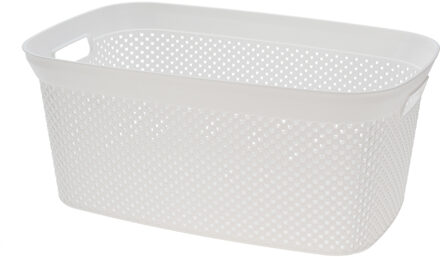 Storage Solutions Wasmand van rotan gevlochten - wit - kunststof - 35 liter - 35 x 53 x 23 cm - Wasmanden