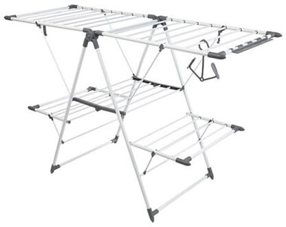 Storage Solutions Wasrek / droogrek - zilver - metaal - 156 x 61 x 96 cm - staand en inklapbaar