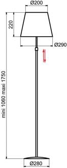 Store vloerlamp, wit/zwart wit, zwart
