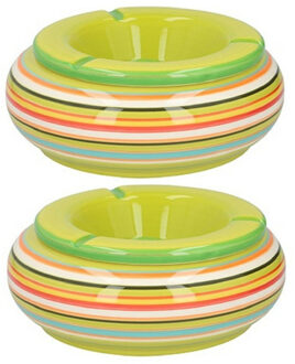 Storm asbak 2x stuks Keramiek groen/multi-kleur 17 x 8 cm