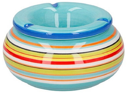 Storm asbak - blauw/multi-kleur - 13 x 7 cm - keramiek - terras/buiten asbak - tuinasbak