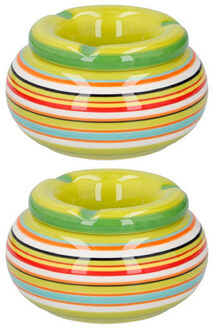 Storm asbak Casablanca - 2x stuks - Keramiek - oranje/multi kleuren - 11 x 6 cm