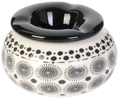 Storm Asbak Classic African - Kunststeen - D10 x H6 cm - print zwart/wit - voor binnen/balkon/serre