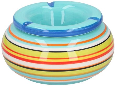 Storm Asbak - in mooie blauwe kleuren combinatie - D13 cm - Keramiek - Strepen