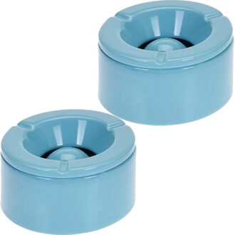 Stormasbak - 10x - terras asbakken - blauw - 12 x 6 cm - Dolomiet kunststeen - buiten - tuin