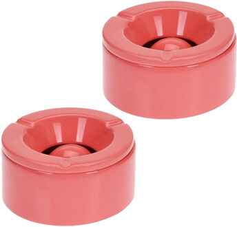 Stormasbak - 10x - terras asbakken - koraal rood - 12 x 6 cm - Dolomiet kunststeen - buiten - tuin