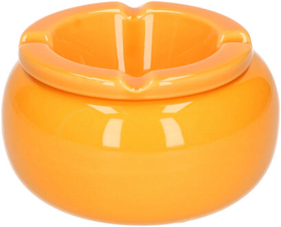 Stormasbak - oranje - rond - 11 cm - keramiek - asbak voor buiten - terras asbak