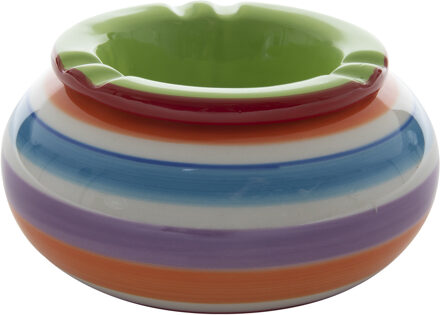 Stormasbak - rond - terras asbak - groen - keramiek - 14 x 7 cm