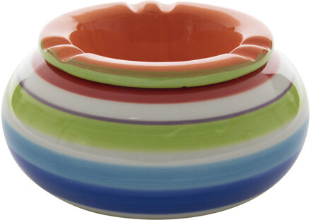 Stormasbak - rond - terras asbak - oranje - keramiek - 14 x 7 cm