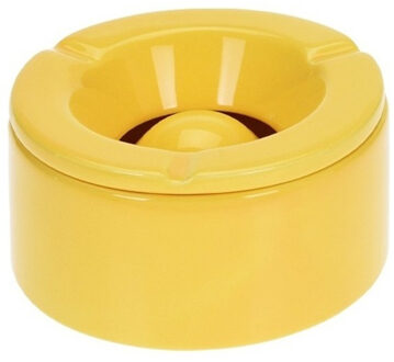 Stormasbak - terras asbakken - geel - 12 x 6 cm - Dolomiet kunststeen - buiten - tuin