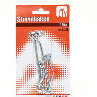 Stormhaken - 2x stuks - windhaken - metaal - 9,5 cm - deurhaken