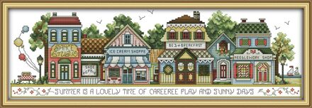 Straat bekeken 6 telpatroon aida 14ct 11ct count gedrukt canvas steken borduurwerk DIY handgemaakte handwerken 14ct unprint canvas