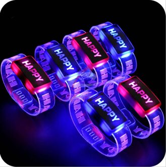 Straat Hip-Hop Flash Armband, Party Sfeer Lichtgevende Hand Met Gelukkig Woord Lichtgevende Armband
