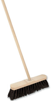 Straatbezem Aranga voor buiten - Kop 29 cm - zwart - Houten steel 130 cm
