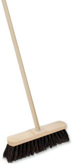 Straatbezem Aranga voor buiten - Kop 29 cm - zwart - Houten steel 140 cm