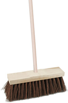 Straatbezem Bassin van hout - 34 cm - harde vezels - buitenbezem - Luxe kwaliteit - Steel 140 cm