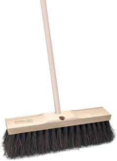 Straatbezem Bassin van hout - 50 cm - harde vezels - buitenbezem - Luxe kwaliteit - Steel 120 cm