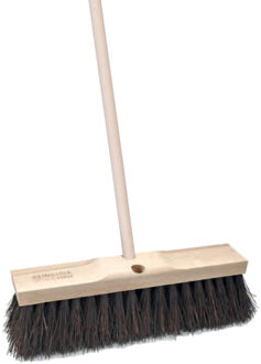 Straatbezem Bassin van hout - 50 cm - harde vezels - buitenbezem - Luxe kwaliteit - Steel 130 cm