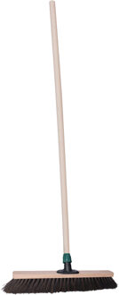 Straatbezem Blacky voor buiten tegels - Harde bezemkop van 40 cm breed - Houten steel van 120cm