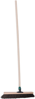Straatbezem Blacky voor buiten tegels - Harde bezemkop van 40 cm breed - Houten steel van 139cm