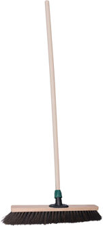 Straatbezem Blacky voor buiten tegels - Harde bezemkop van 50 cm breed - Houten steel van 120cm