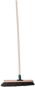 Straatbezem Blacky voor buiten tegels - Harde bezemkop van 50 cm breed - Houten steel van 139cm