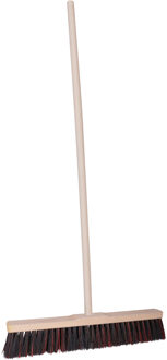Straatbezem Budget line voor buiten tegels - Harde bezemkop van 50 cm breed - Houten steel van 120cm