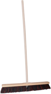 Straatbezem Budget line voor buiten tegels - Harde bezemkop van 60 cm breed - Houten steel van 120 c