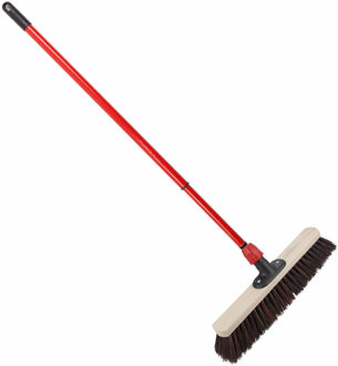 Straatbezem - buitenbezem Arenga - B50 cm - met metalen telescoopsteel rood - 80 tot 130 cm