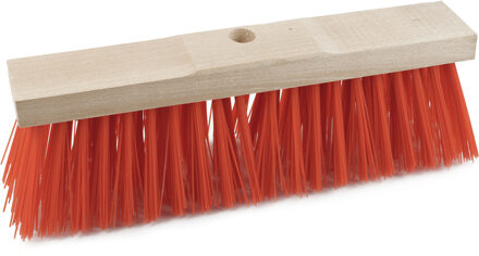 Straatbezem/buitenbezem kop elaston 32 cm met rode haren - Bezem Rood