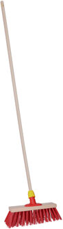 Straatbezem Dirtmaster voor buiten terrein - Bezemkop hard - 30 cm breed - Houten steel 120 cm
