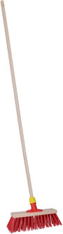Straatbezem Dirtmaster voor buiten terrein - Bezemkop hard - 30 cm breed - Houten steel 139 cm