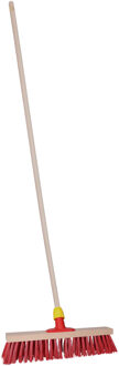Straatbezem Dirtmaster voor buiten terrein - Bezemkop hard - 40 cm breed - Houten steel 120 cm