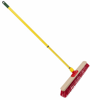 straatbezem - elaston vezel - hout - B50 cm - metalen telescoopsteel geel - 80 tot 130 cm