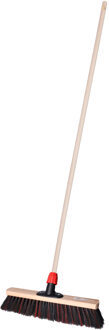 Straatbezem Elaston voor buiten tegels - Harde bezemkop van 40 cm breed - Houten steel van 120 cm
