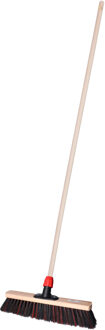 Straatbezem Elaston voor buiten tegels - Harde bezemkop van 40 cm breed - Houten steel van 139 cm