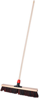 Straatbezem Elaston voor buiten tegels - Harde bezemkop van 50 cm breed - Houten steel van 120 cm