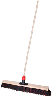 Straatbezem Elaston voor buiten tegels - Harde bezemkop van 60 cm breed - Houten steel van 120 cm