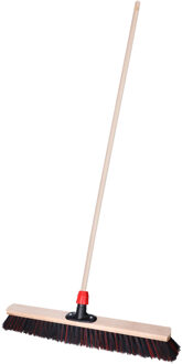 Straatbezem Elaston voor buiten tegels - Harde bezemkop van 60 cm breed - Houten steel van 139 cm