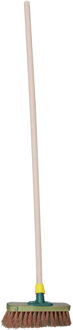 Straatbezem Greenwood voor buiten tegels - Harde bezemkop van 28 cm breed - Houten steel van 139cm